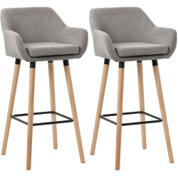 Ensemble de 2 tabourets de bar Grant en tissu gris