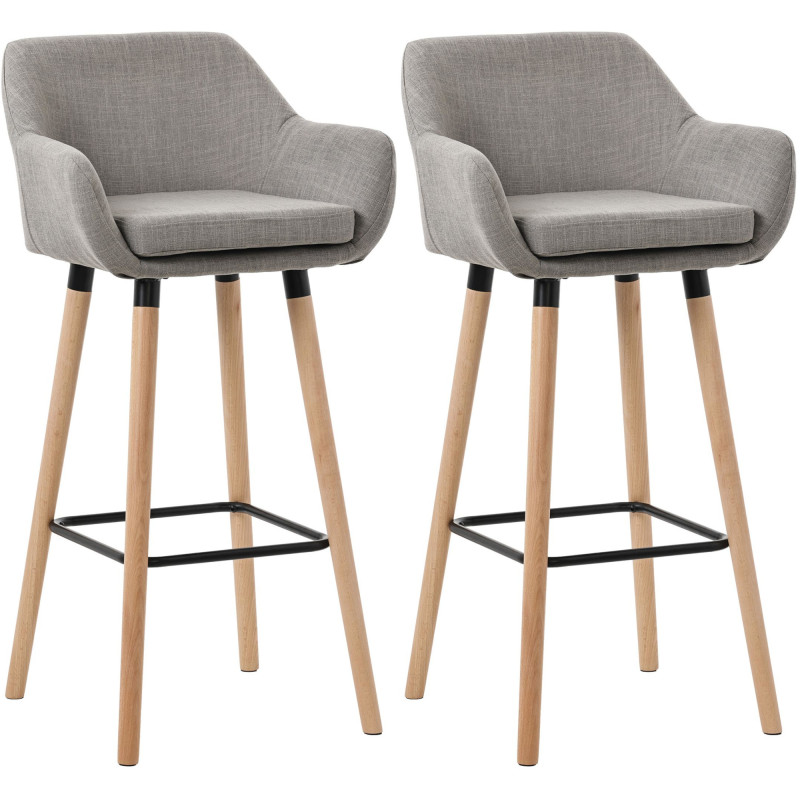 Ensemble de 2 tabourets de bar Grant, en tissu gris
