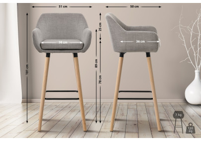 Conjunto de 2 banquetas Grant, tecido cinza