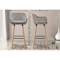 Conjunto de 2 banquetas Grant, tecido cinza