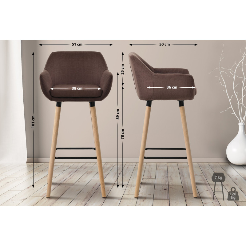 Conjunto de 2 banquetas de bar Grant em tecido para mesa de centro.