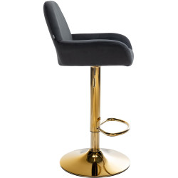 Tabouret de bar Braga en velours doré et noir