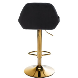 Tabouret de bar Braga en velours doré et noir