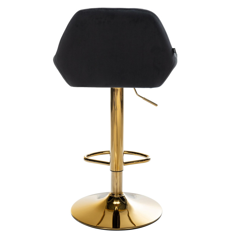 Tabouret de bar Braga en velours doré et noir