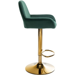 Tabouret de bar Braga en velours doré vert foncé