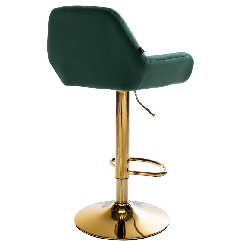 Tabouret de bar Braga en velours doré vert foncé