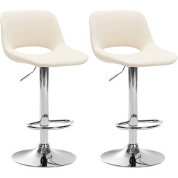 Juego de 2 taburetes de bar Camden, de piel sintética, cromados y color crema