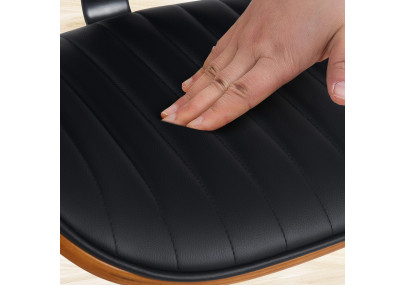 Tabouret de bar Clawson, similicuir, chrome, noyer/noir