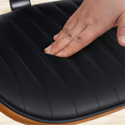 Tabouret de bar Clawson, similicuir, chromé noyer/noir