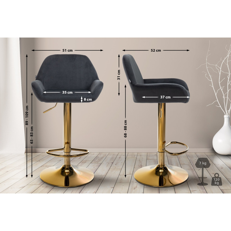 Set di 2 sgabelli da bar Braga Gold Velvet Black