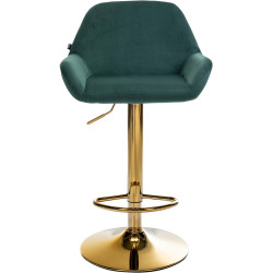 Set di 2 sgabelli da bar Braga in velluto dorato, verde scuro