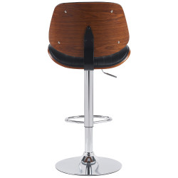 Tabouret de bar Clawson, similicuir, chromé noyer/noir