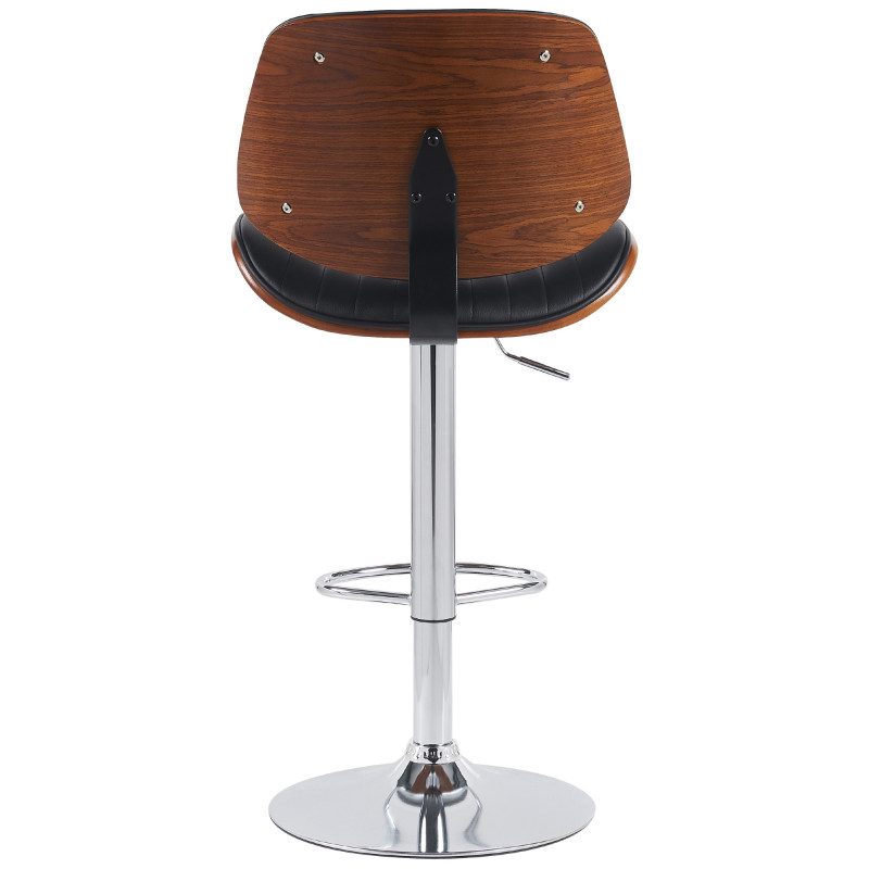 Tabouret de bar Clawson, similicuir, chromé noyer/noir