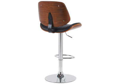 Tabouret de bar Clawson, similicuir, chrome, noyer/noir