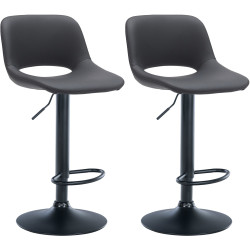 Lot de 2 tabourets de bar Camden, similicuir, noir noir