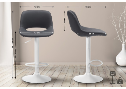 Conjunto de 2 banquetas de bar Camden, em couro sintético, branco/preto