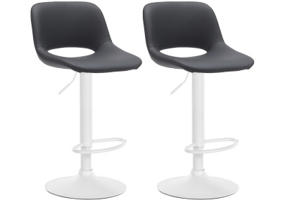 Conjunto de 2 banquetas de bar Camden, em couro sintético, branco/preto