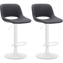 Conjunto de 2 banquetas de bar Camden, em couro sintético, branco/preto