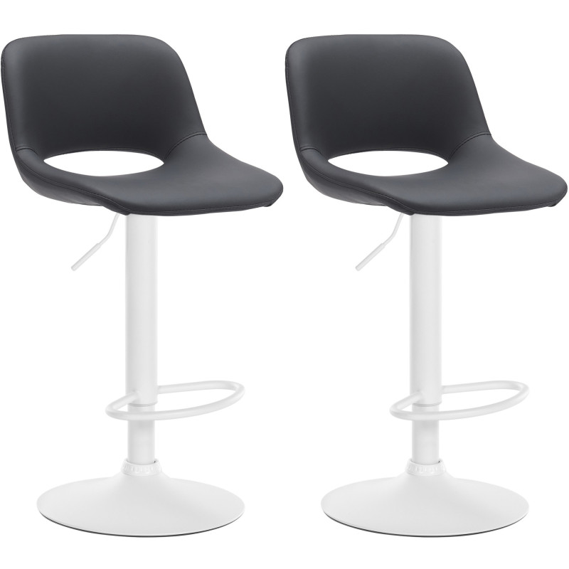 Lot de 2 tabourets de bar Camden, similicuir, blanc/noir