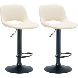 Set di 2 sgabelli da bar Camden in similpelle nera e crema