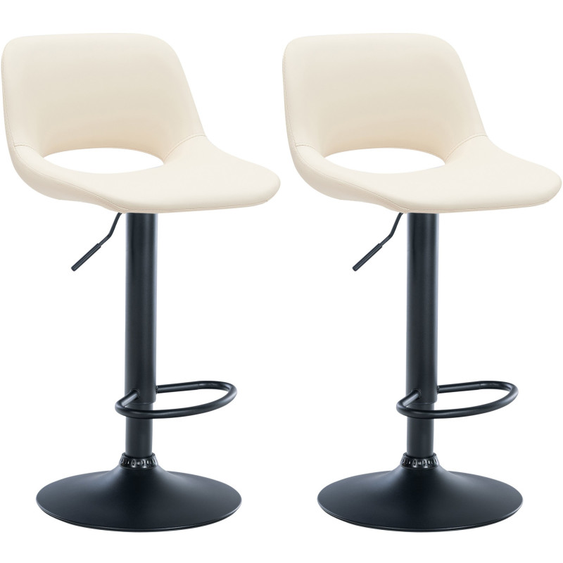 Lot de 2 tabourets de bar Camden, similicuir, noir crème