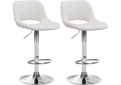 Conjunto de 2 banquetas de bar Camden, veludo, cromado, creme