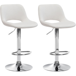 Set di 2 sgabelli da bar Camden, velluto, cromo, crema