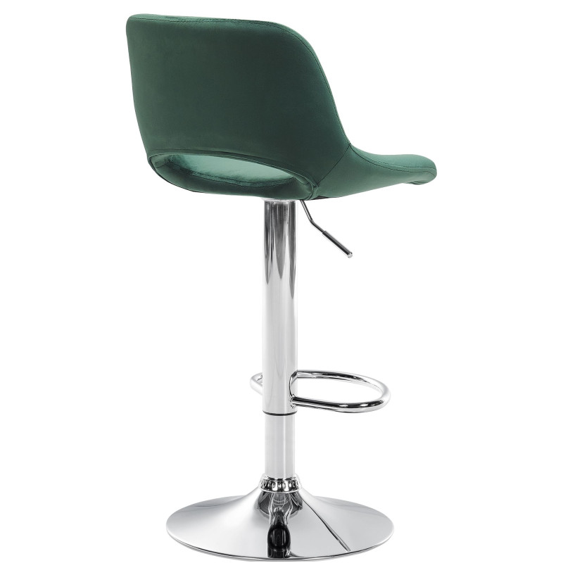 Ensemble de 2 tabourets de bar Camden, velours, vert chromé