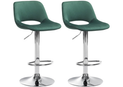 Set di 2 sgabelli da bar Camden, velluto, verde cromo