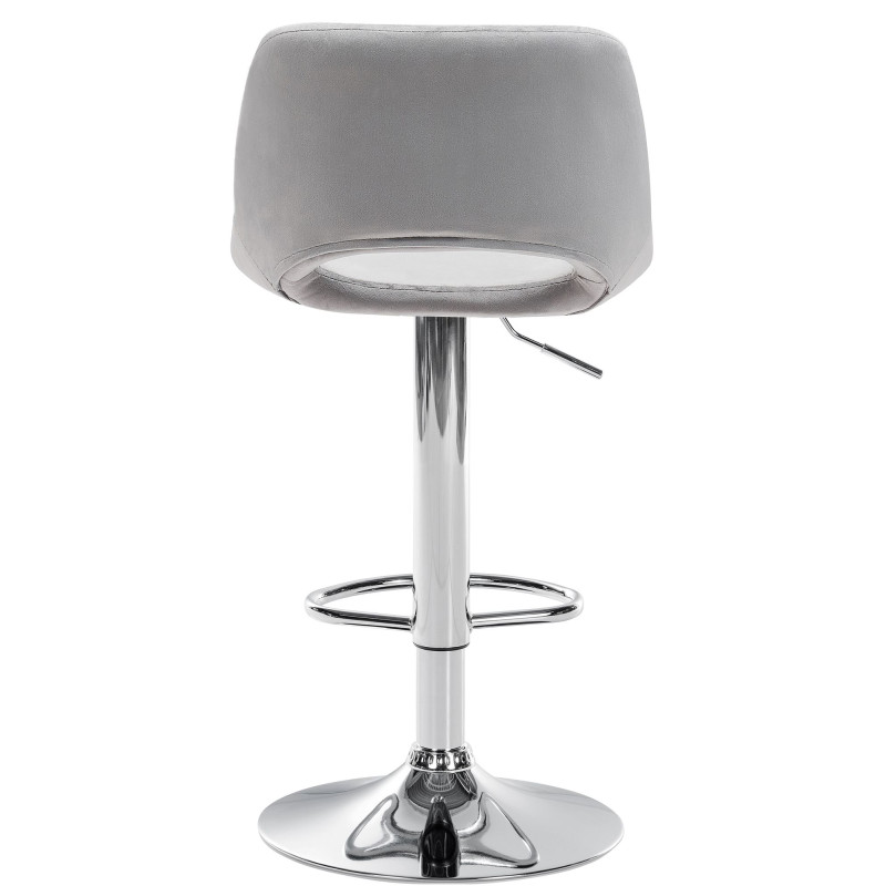 Ensemble de 2 tabourets de bar Camden, velours, chrome, gris clair