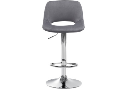 Ensemble de 2 tabourets de bar Camden, velours, chrome, gris foncé