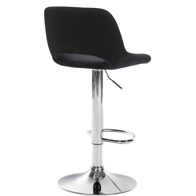 Ensemble de 2 tabourets de bar Camden, velours, chrome, noir