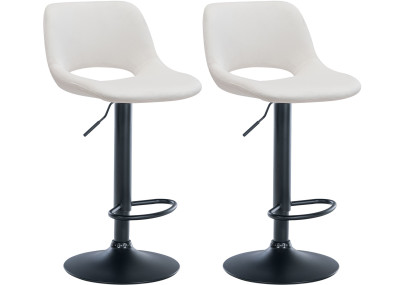 Conjunto de 2 banquetas de bar Camden em veludo, nas cores preto e creme.