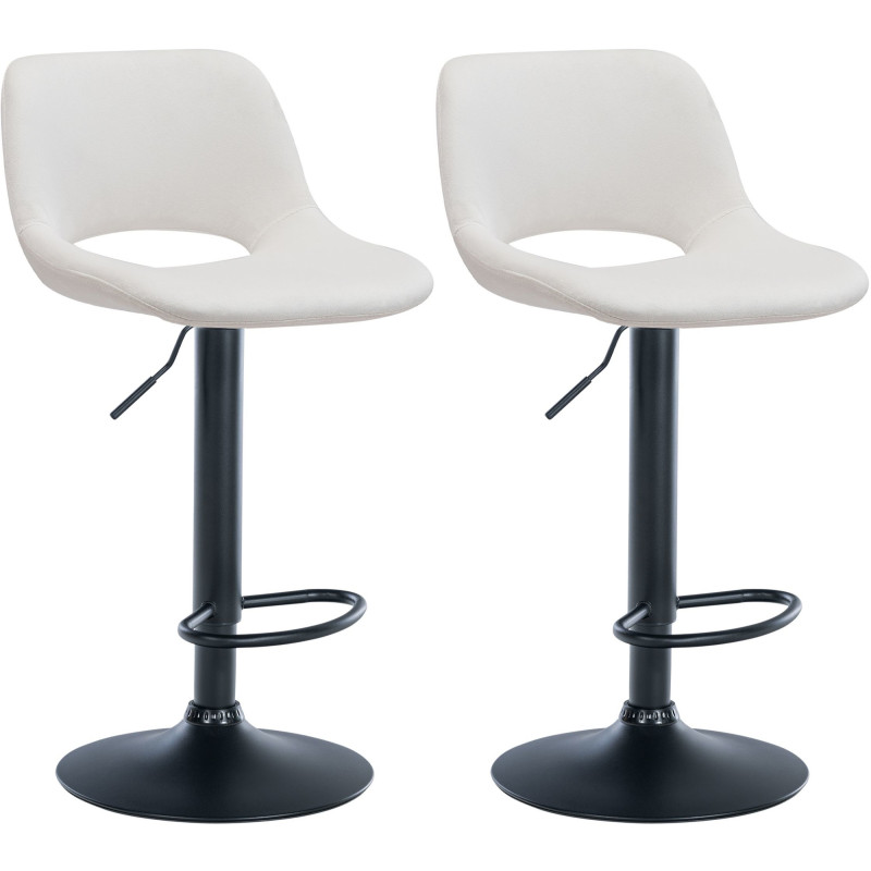 Lot de 2 tabourets de bar Camden en velours noir crème