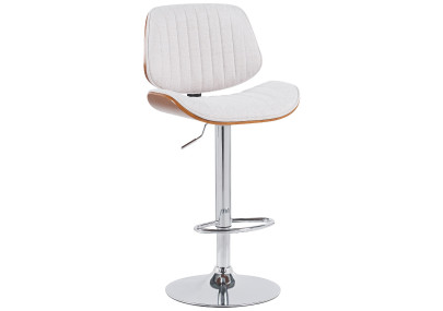 Tabouret de bar Clawson tissu chrome noyer/crème