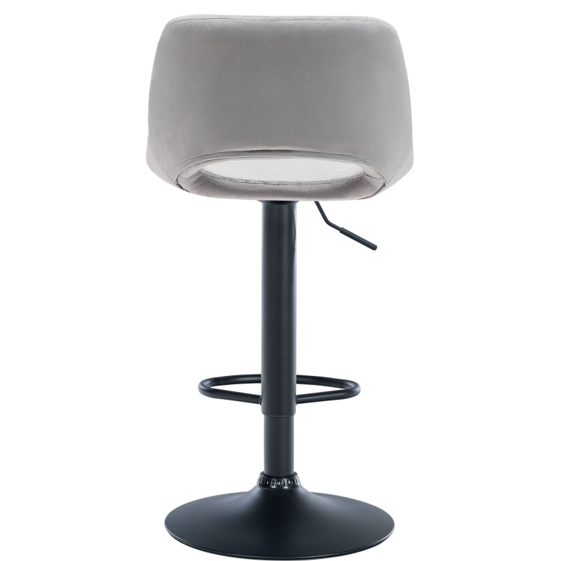 Ensemble de 2 tabourets de bar Camden en velours, noir et gris clair