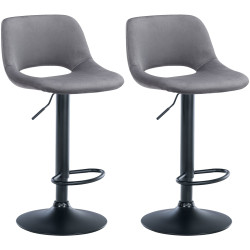 Lot de 2 tabourets de bar Camden en velours noir gris foncé