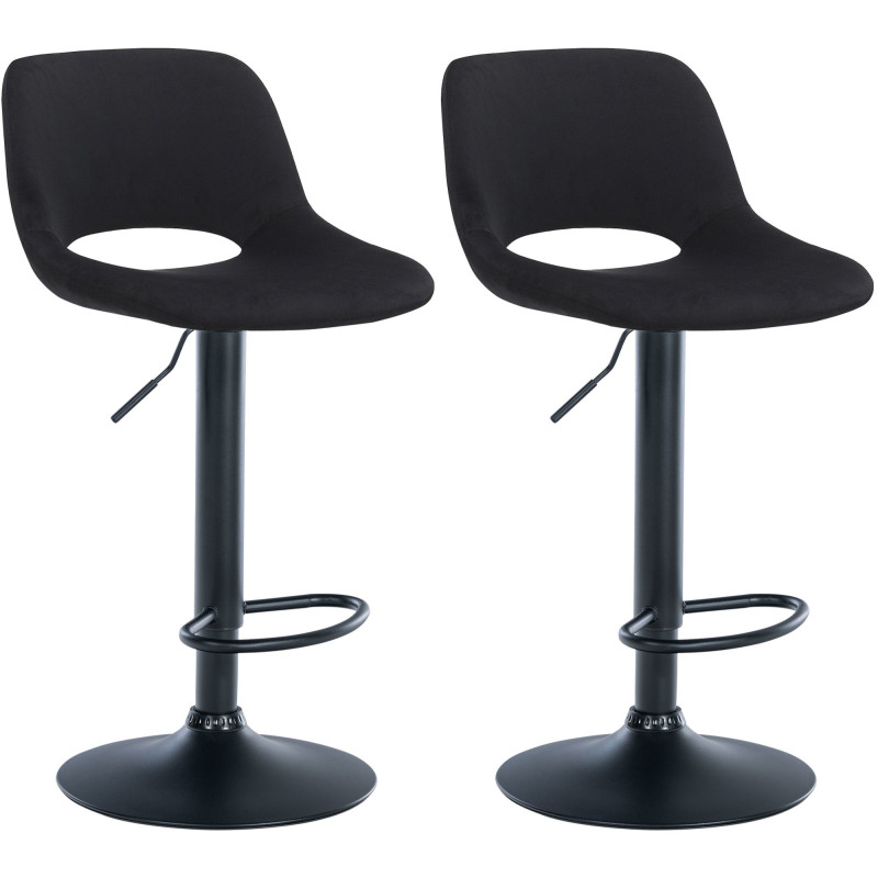 Lot de 2 tabourets de bar Camden en velours noir noir