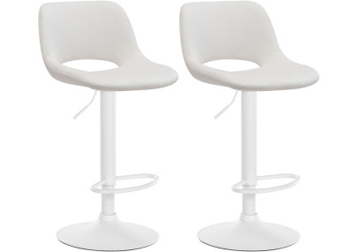 Set di 2 sgabelli da bar in velluto Camden, bianco/crema