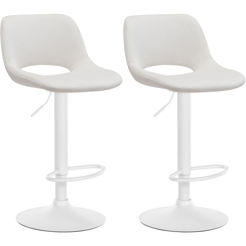 Conjunto de 2 banquetas de bar Camden em veludo, branco/creme.