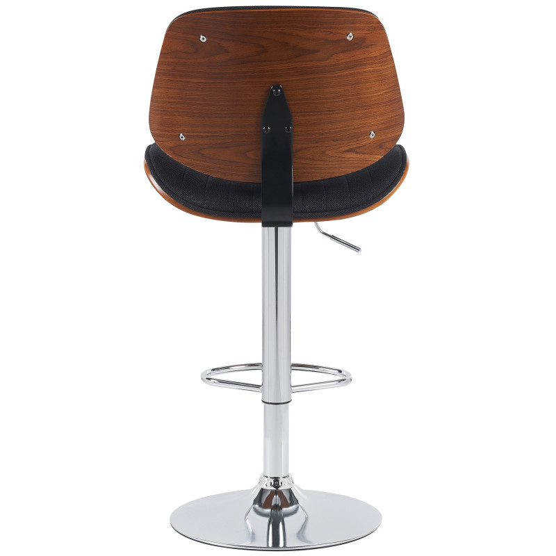 Tabouret de bar Clawson, tissu, chrome, noyer/noir