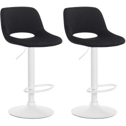 Ensemble de 2 tabourets de bar Camden en velours blanc noir