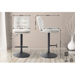 Lot de 2 tabourets de bar en velours Damar, noirs crème