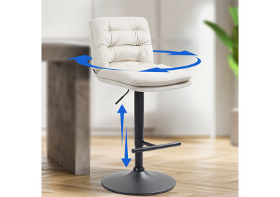 Ensemble de 2 tabourets de bar en velours Damar, noir et crème