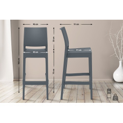 Set di 4 sgabelli da bar Maya, grigio scuro