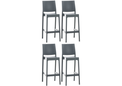 Set di 4 sgabelli da bar Maya, grigio scuro