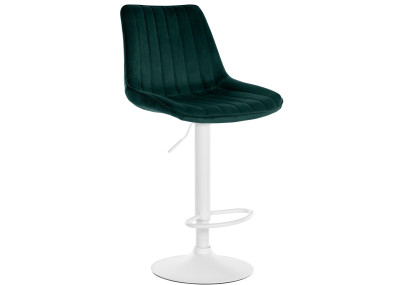 Tabouret de bar Toni en velours, blanc/vert