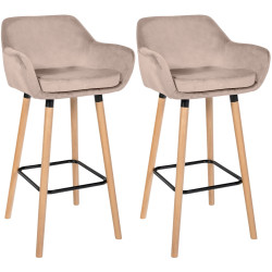 Ensemble de 2 tabourets de bar Grant en velours gris clair