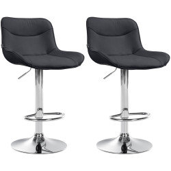 Ensemble de 2 tabourets de bar Vonore, similicuir, chromés noir