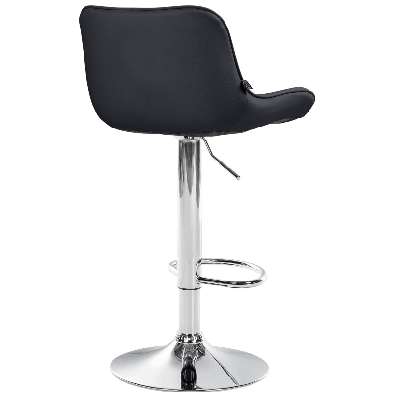 Lot de 2 tabourets de bar Vonore, similicuir, chromés, noirs